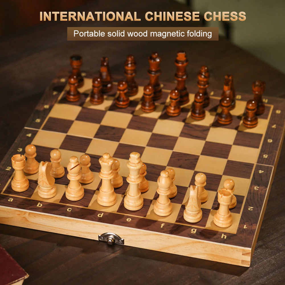 Chess Set Wooden - لوحة شطرنج كبيرة لتطوير التفكير الاستراتيجي،