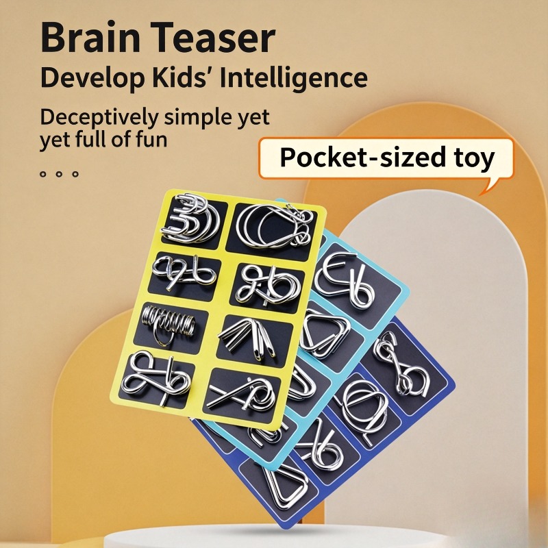 Board Game Pdf - مجموعة ألغاز معدنية من 8 قطع،