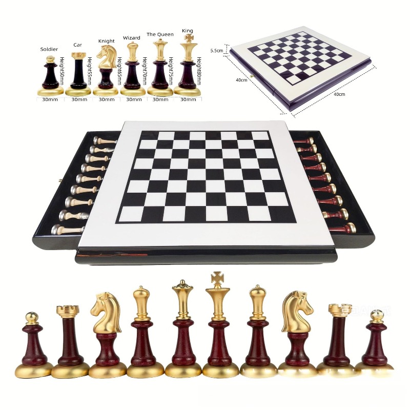 Chess Set Wooden - مجموعة شطرنج خشبية بتشطيب لامع كالبيانو