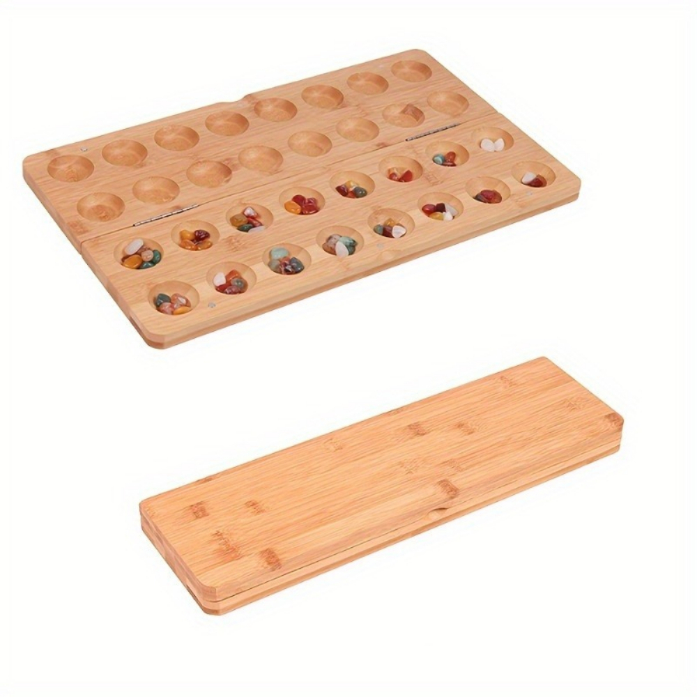Chess Set Wooden - مجموعة لعبة مانكالا خشبية محمولة قابلة